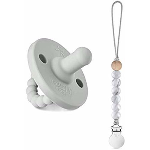 Ryan and Rose Cutie PAT Pacifier Grey Stage 1 and Marble Charley Maxi Pacifier Clip