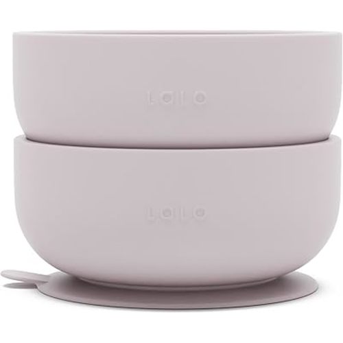 Lalo Suction Bowls - 2 Pack, 100% Silicone Non-Toxic BPA-Free Baby Bowls with Suction Base To Prevent Accidental Tip-Overs - Silicone Bowls For Babies And Toddlers - Lavender