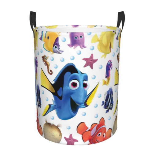 Finding Nemo Laundry Hamper With Handle Funny Waterproof Foldable Circular Storage Bin Toys Clothes Round Organizer Basket for Bedroom Bathroom Home Kids Medium