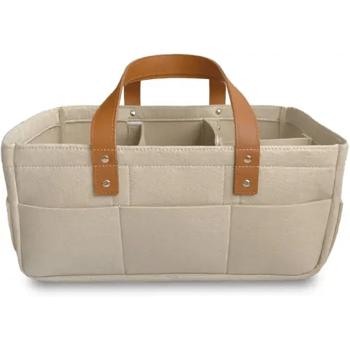 KiddyCare Diaper Caddy Organizer Cart for Nursery Baby Basket Gift for Boy/Girl | Diaper Caddy for Changing Table Basket Organizer with Dividers | Caddy for Baby Stuff Breast Pump Caddy - Regular