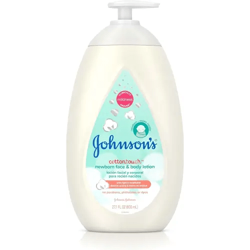 Johnson's CottonTouch Newborn Baby Face and Body Lotion, Hypoallergenic Moisturization for Baby's Skin, Made with Real Cotton, Paraben-Free, Sulfate-Free, Dye-Free, 27.1 fl. oz