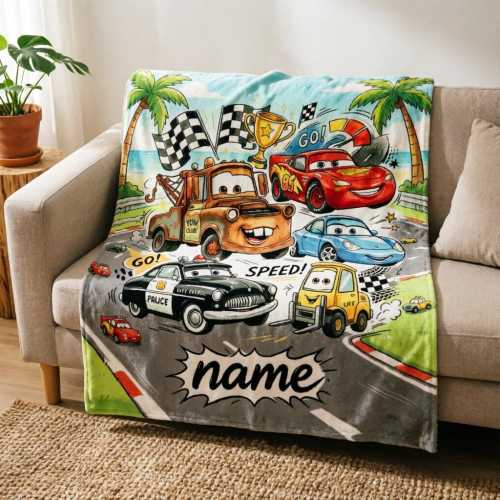 Personalized Cars Space Adventure Blanket Soft Throw, Toddler Gift