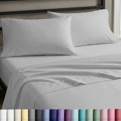 Soft 100% Cotton Sheets Set - Durable Sateen, Deep Pocket - by California Design Den - Light Gray, King