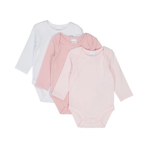 Medium Pink Baby 3 Pack Long Sleeve Interlock Bodysuit | Best&Less™ Online