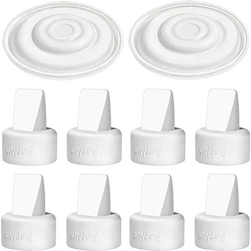 PumpMom-us Breast Pump Parts, 8 Duckbill Valves and 2 Silicone Membrane for Spectra S2, S1 and 9 Plus Breastpumps, Compatible with Spectra Valves and Silicone Diaphragm