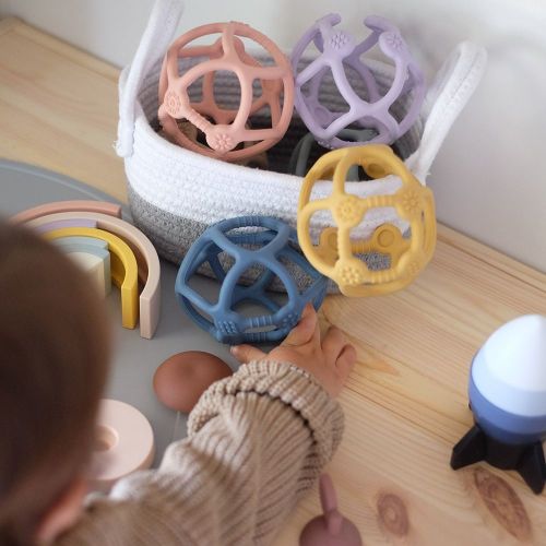 Playground Silicone Teething Ball Steel Blue