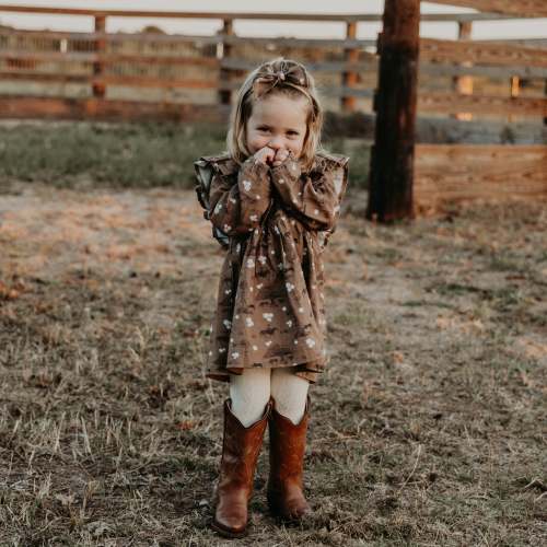 Autumn Blessings Cotton Linen Dress / Matching Bow – Cowkid Clothing Company