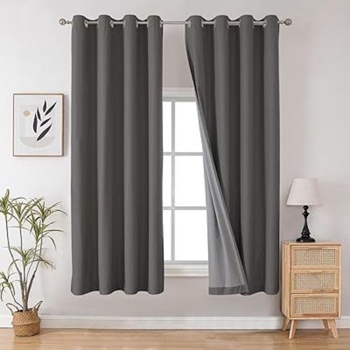 Joydeco Blackout Curtains, 2 Panels Sets, 52x72 Inches, Grey, Grommet, Thermal Insulation, Room Darkening, for Bedroom & Living Room