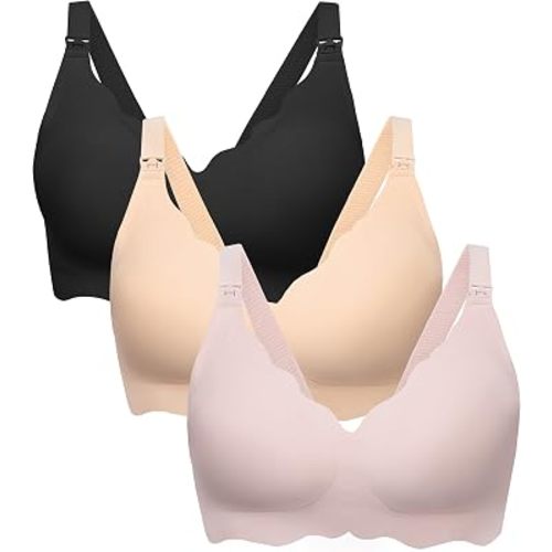 Angelhood Nursing Bras for Breastfeeding 3 Pack Seamless Maternity Bra