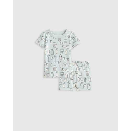 100% Organic Cotton Short Sleeve and Shorts Pajama Set in Milk