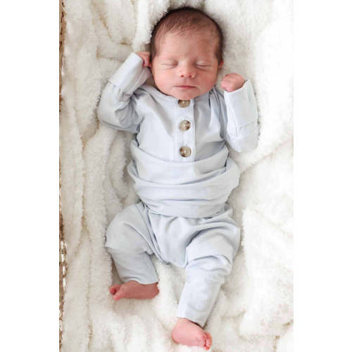 2pc Bamboo Button Top & Bottom in Ice Blue | Caden Lane