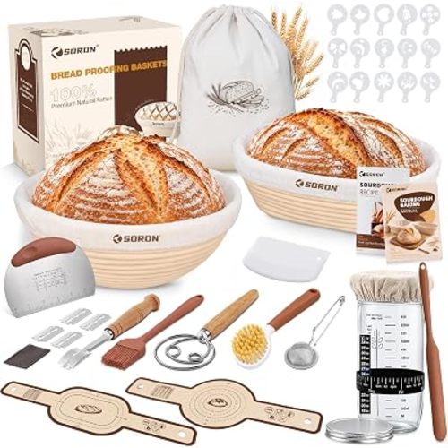 SORON Sourdough Starter Kit with Banneton Bread Proofing Basket