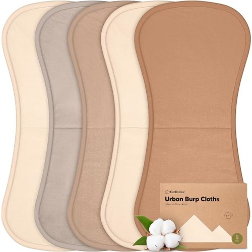 Organic Burp Cloths, 5-pack Cotton Burp Rags (Ecru)
