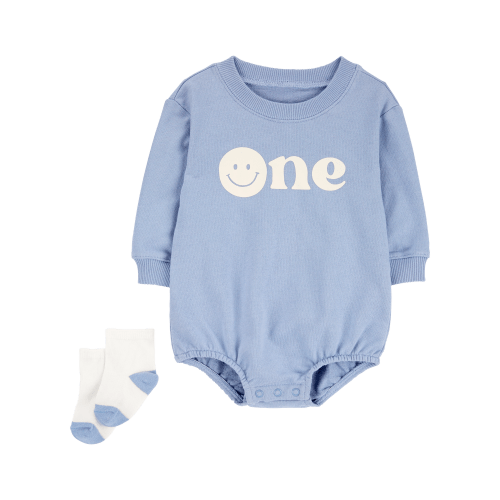 Baby Boy 2-Piece Birthday Bubble & Socks Set - Blue/White - Carter's | Carter's