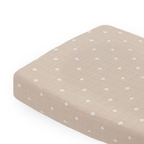 Little Unicorn Changing Pad Cover for Newborns & Infants | Soft & Breathable Muslin Fabric | Baby Diaper Changing Table Pad Cover (Taupe Cross)