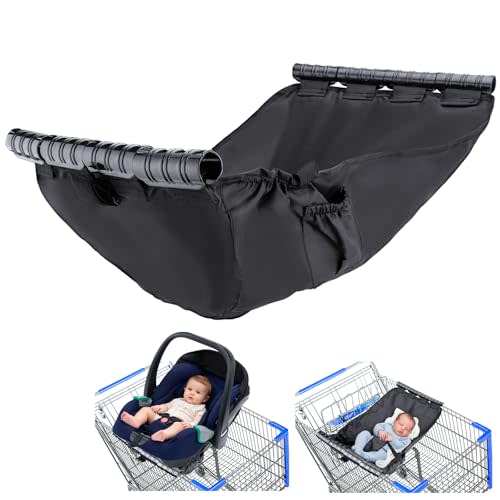 Shopping Cart Hammock, Hammock for Wagon Stroller, Holds Car Seats Securely, for Sleeping in Car Seat While Parents Shop, Easy Attach and Take Off, with Adjustable Straps for Security, Black