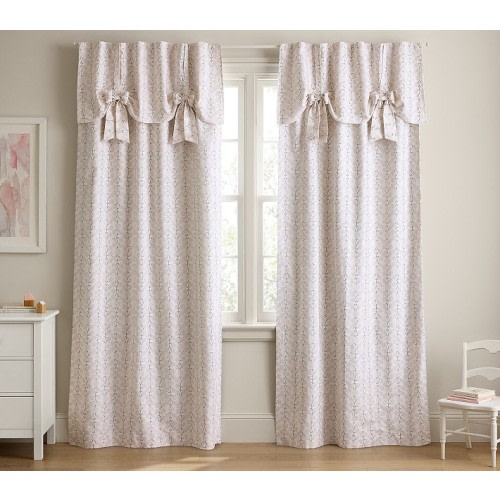 Evelyn Linen-Blend Floral Bow Valance Curtain | Pottery Barn Kids