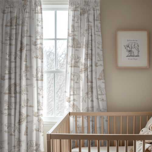 Curtain Panel Woodland Nursery Boy Forest Animal Decor Baby Boy Curtain Set Light Blocking Curtain Drapery Panel Woodland Toile Curtain Baby