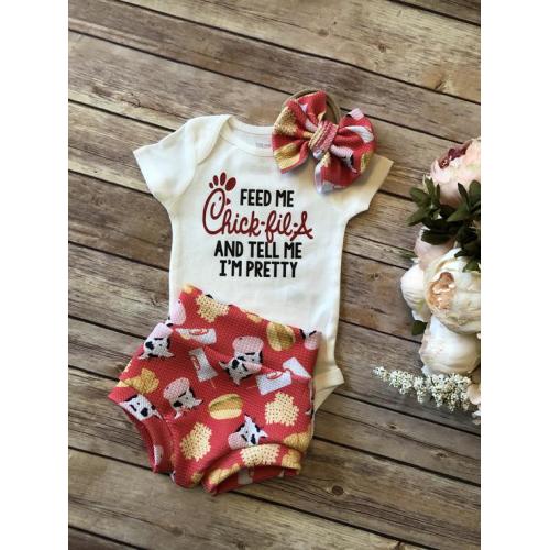 Chick-fil-a Pretty Baby Girl Soft Knit Bummies and Bow Set - Etsy