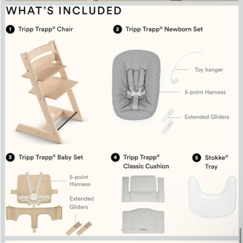 Tripp Trapp® High Chair² with cushion, tray & newborn set