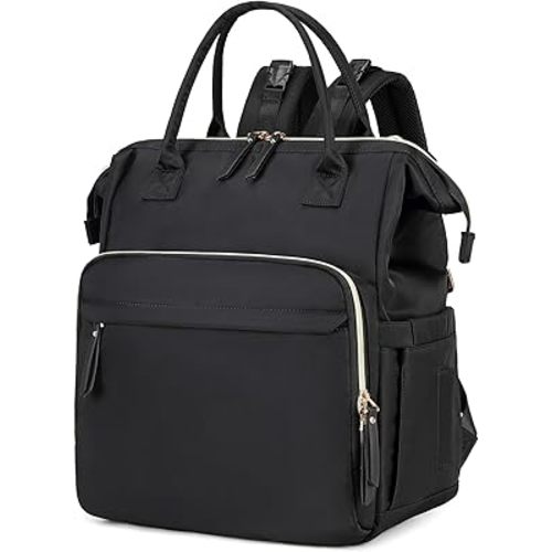 Convertible Diaper Bag Tote, Wide Open Top 14 Pockets Stylish Baby Diaper Bag with Stroller Buckle, Water-resistant (Black-Gold, Extral-large)