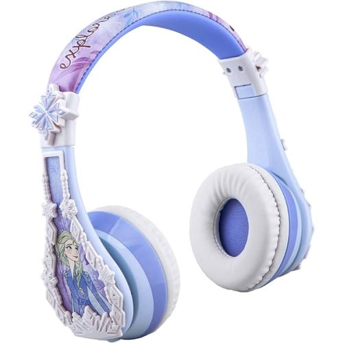 eKids Disney Frozen 2 Bluetooth Headphones with Microphone, Volume Reduced to Protect Hearing, Adjustable Wireless Headphones for School Home Travel, for Fans of Anna and Elsa