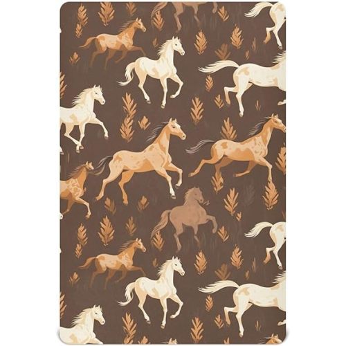 Brown Horse Pack n Play Baby Play Playard Sheets,Mini Crib Sheet for Boys Girls Player Matteress Cover 39 * 27 * 5in 202a3011
