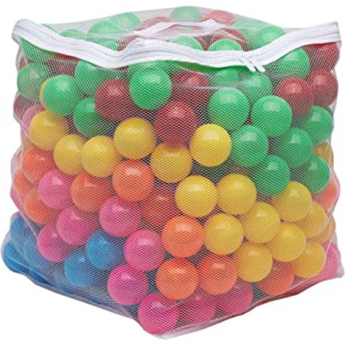 Amazon Basics BPA Free Ball Pit Balls with Storage Bag, Crush-Proof Plastic for Toddlers Kids 12+ Months Play, Phthalate Free, 6 Bright Colors, Pack of 400