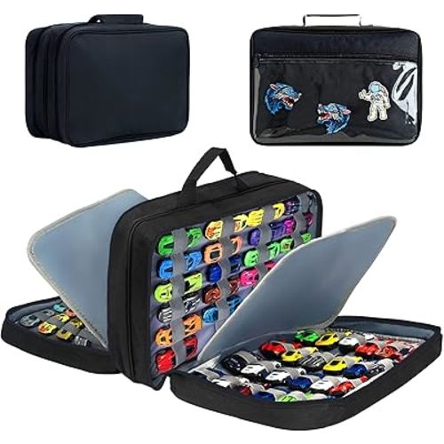 96 Toy Cars Storage Case Compatible with Hot Wheels, Hotwheel Carrying Case for Hot Wheels Car,Matchbox Cars,Mini Toys.Hot Wheel Storage Case,(Black Bag Only)