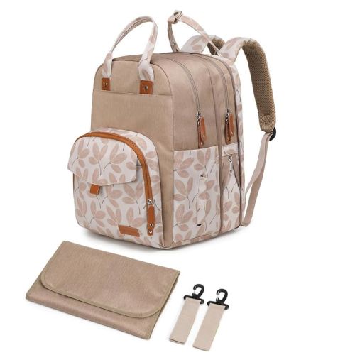 Large Diaper Bag Backpack for Two Kids Twins - Expandable Baby Bag (26-36L), Dual Big Compartments - Includes Changing Pad & Stroller Straps, Unisex Leaf