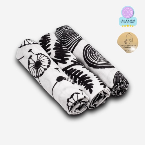 Etta Loves - Plant Print Baby Sensory Muslin Squares for 0-4 Months