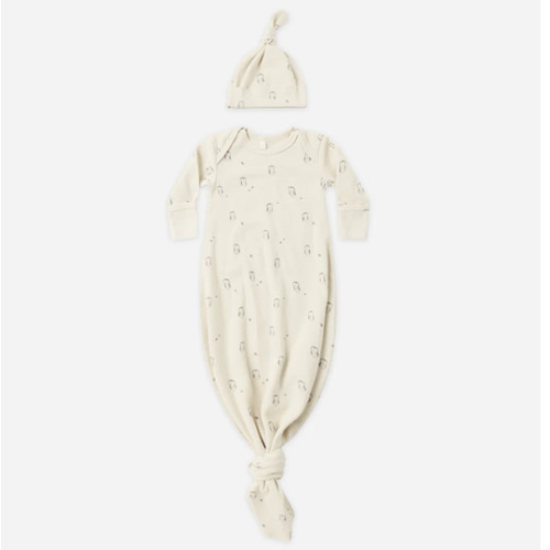 Knotted Baby Gown + Hat Set || Owls – Quincy Mae