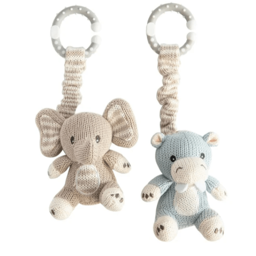 Living Textiles 2 Pack Stroller Toys - Elephant & Hippo