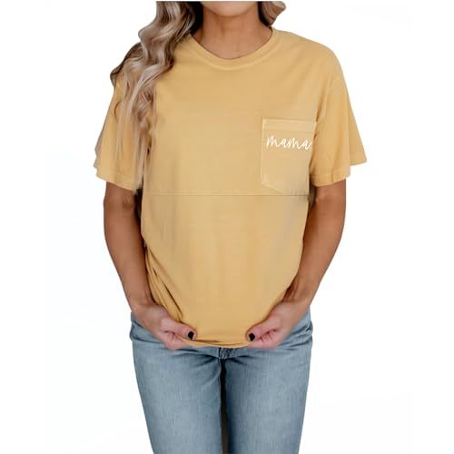 Breastfeeding Shirts for Women Mama Zipper Nursing Tops Distressed Maternity Tees Pregnancy Clothes with Pocket