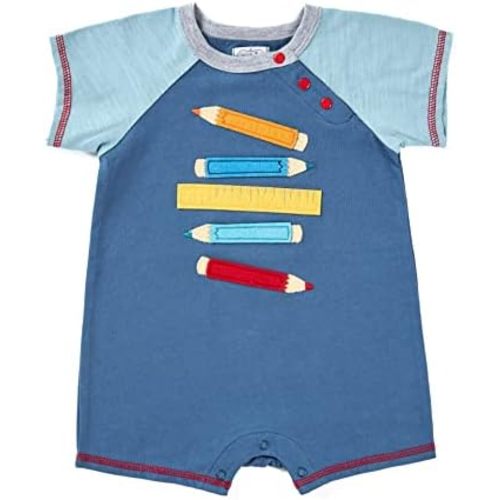 Mud Pie baby-boys Back to School Pencil and Ruler Baby Boy Shortall