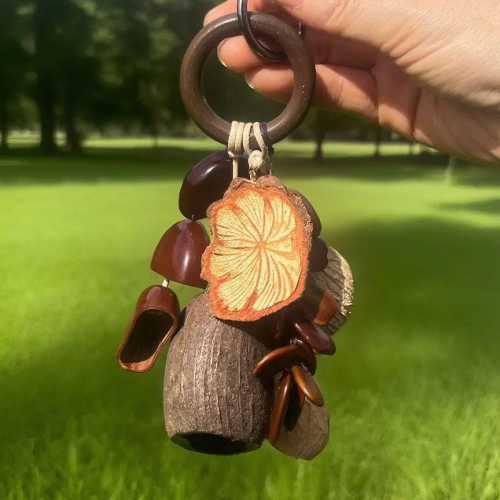 Natural Seed Pod Wind Chime, Handmade Botanical Hanging Ornament, Rustic Boho Decor, Eco Friendly Baby Rattle Style Charm, Nature Gift
