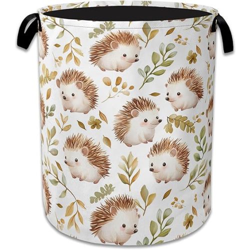Cute Hedgehog Laundry Basket,Oxford Cloth Laundry Hamper With Handle Foldable Portable Clothes Storage Basket for Laundry Room/Bedroom/Bathroom 20.8"x16"