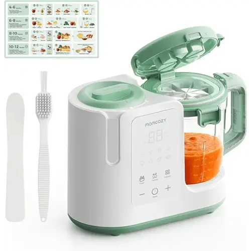 Momcozy AutoMeal Baby Food Maker – One-Step Auto Steam & Blend Food Processor, 15oz Large Cup & 6-Blade Design, Self-Cleaning, Auto 3-Stage Texture Settings for Effortless Homemade Baby Puree | One-Step Auto Steam & Blend Food Processor, 15oz Cup, 6-Blade
