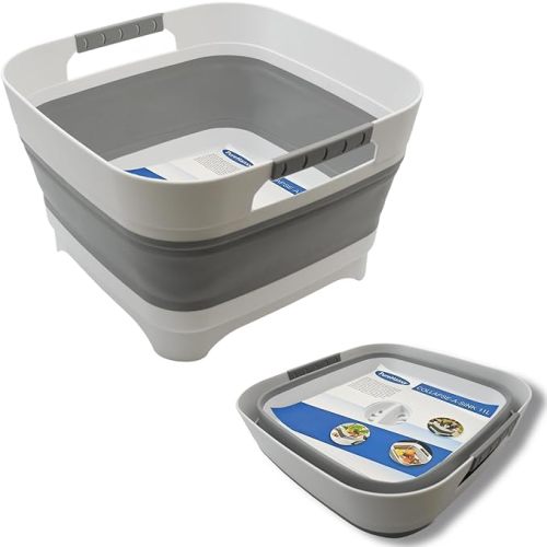 2.9 Gal(11L) Collapsible Wash Basin with Drain Plug, Space Saving Multiuse Foldable Sink Tub,Dishpan,RV camping sink,Vegetable Washing basin,Ice Beverage Tubs,Laundry & Kitchen Use