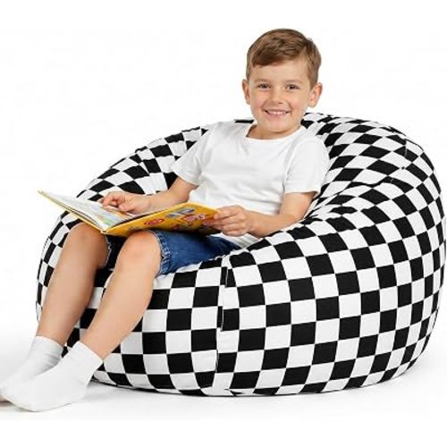 Boao 27 Inches Stuffed Animal Storage Bean Bag Cover, Racing Flag, 1 Pc