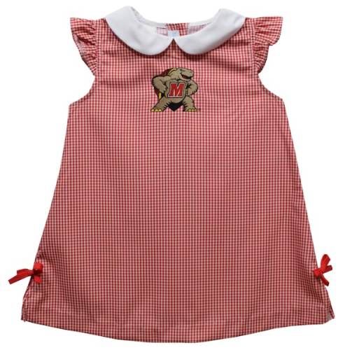 Infant Girls Vive La Fete Red Maryland Terrapins Mini Check Pattern A-Line Dress