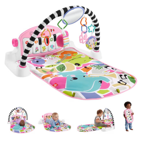 Fisher-Price Baby Playmat Glow and Grow Kick & Play Piano Gym, Pink