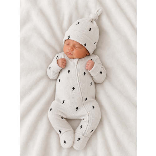 Lightning Bolts | Organic Cotton Pointelle Baby Clothes Zipper Footie – SpearmintLOVE