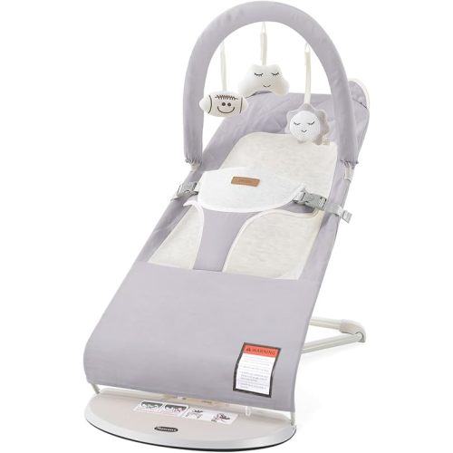 Baby Bouncer, Foldable Infant Bouncer Seat with 3 Adjustable Heights, 0-18 Months, Portable Baby Bouncer with Soft Cotton Fabrics, Lightweight & Easy to Wash