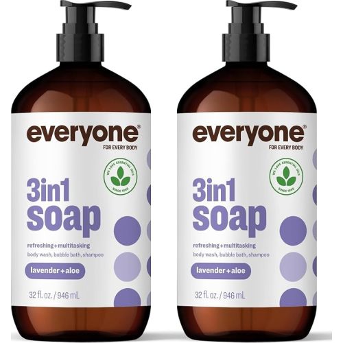 Everyone 3-in-1 Soap Body Wash Bubble Bath Shampoo Lavender Aloe 32oz 2pk