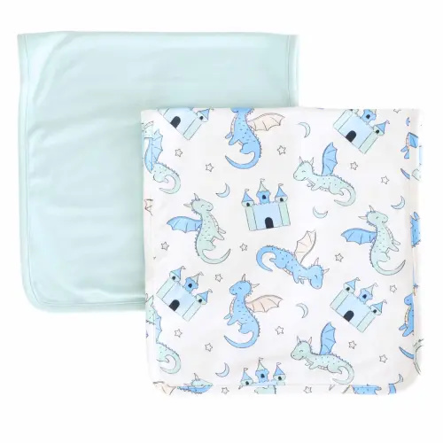Dragon Adventure 2pc Burp Cloth Set | Blue