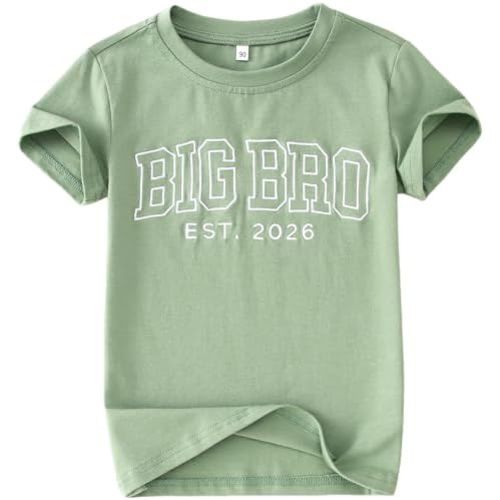 Big Brother Shirts Toddler Baby Boy Embroidery Big Bro Est. 2026 T-Shirt Summer Short Sleeve Tees Announcement Tops