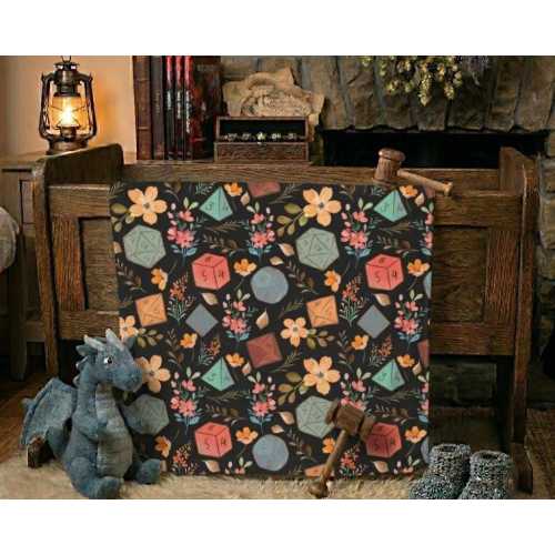 DnD Dice Baby Blanket: Dungeons and Dragons Accessories, Baby Shower Gift, Nursery Decor