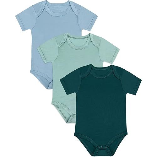Bamboo Rayon Baby Bodysuit,Short Sleeve Bodysuits Solid Color Outfits for Infant Boys Girls Soft Clothes