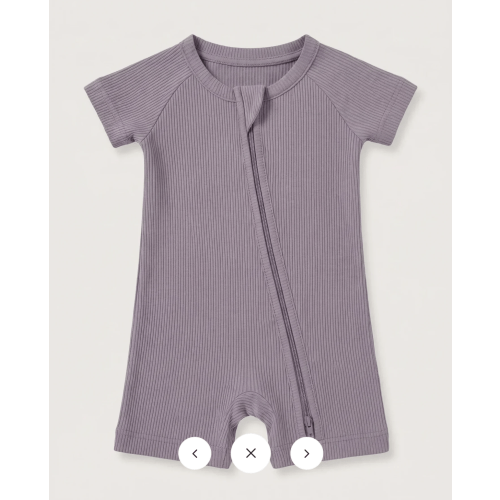 Dusty Purple Ribbed Bamboo Shorty Zippy